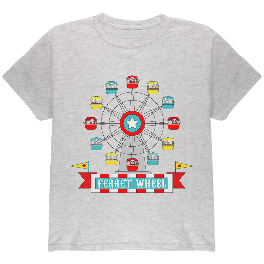 Ferris Wheel Ferret Pun Youth T Shirt Youth T-Shirts Old Glory YLG Light Heather Grey
