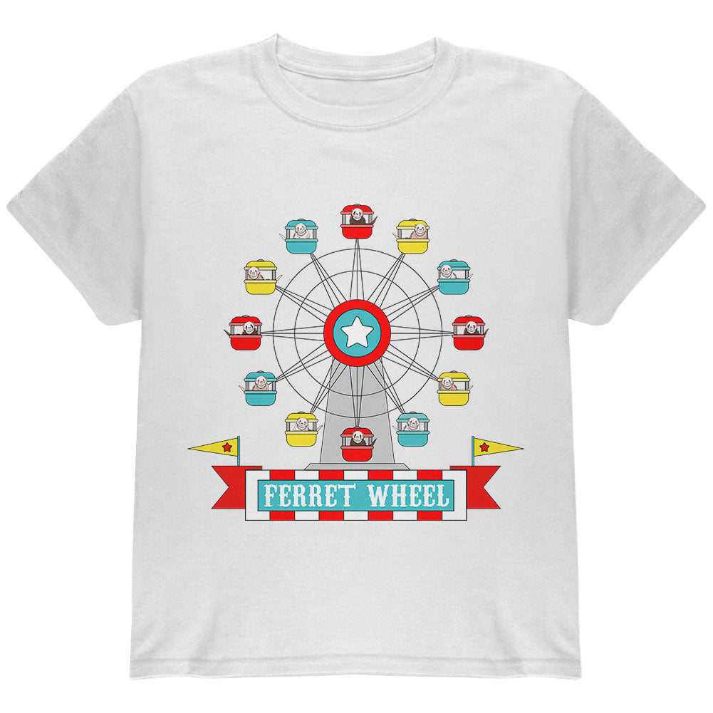 Ferris Wheel Ferret Pun Youth T Shirt Youth T-Shirts Old Glory YLG White