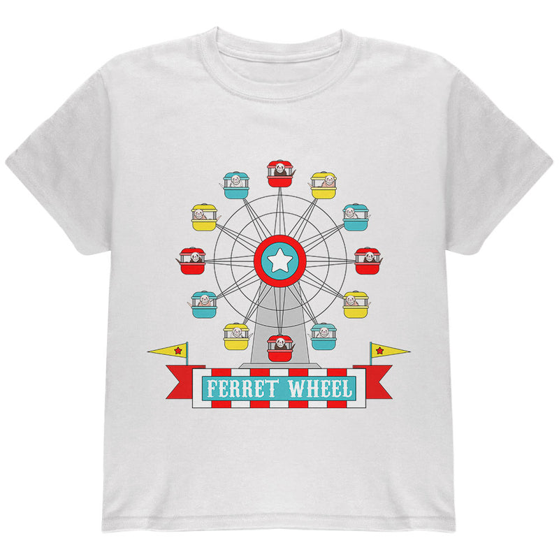 Ferris Wheel Ferret Pun Youth T Shirt Youth T-Shirts Old Glory YLG White