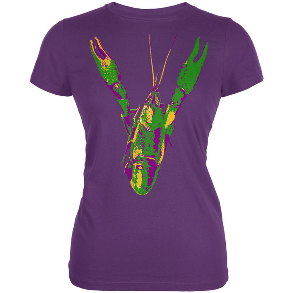 Mardi Gras Crawfish Juniors Soft T Shirt Juniors T-Shirts Old Glory LG Plum