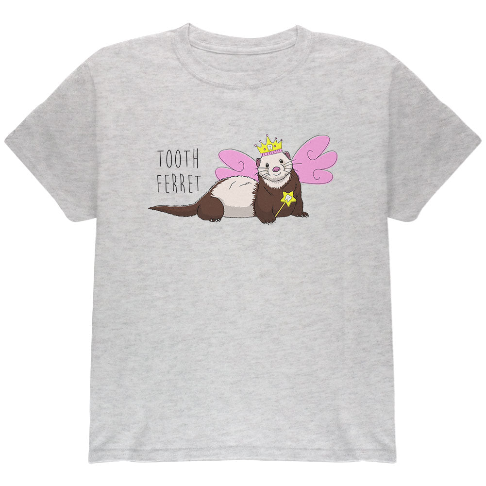 Tooth Fairy Ferret Pun Youth T Shirt Youth T-Shirts Old Glory YLG Light Heather Grey