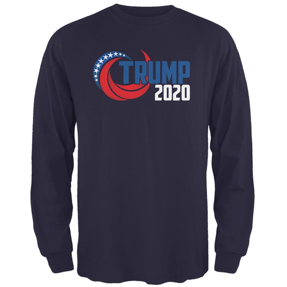 Election Re-Elect Donald Trump 2020 Swoosh Mens Long Sleeve T Shirt Men's Long Sleeves Old Glory SM Navy