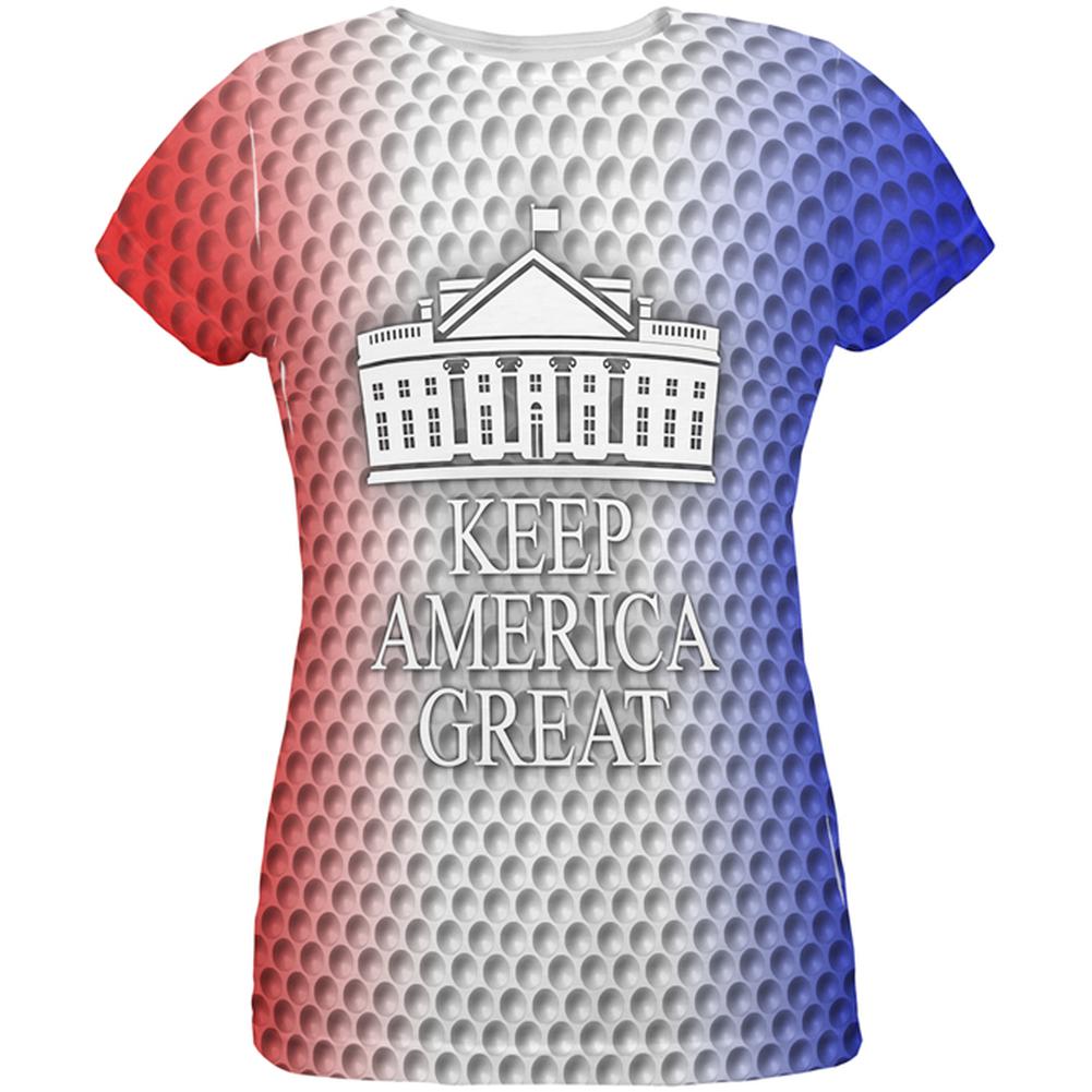 Re-Elect Trump 2020 Keep America Great Golf All Over Womens T Shirt Women's T-Shirts Old Glory SM Multi