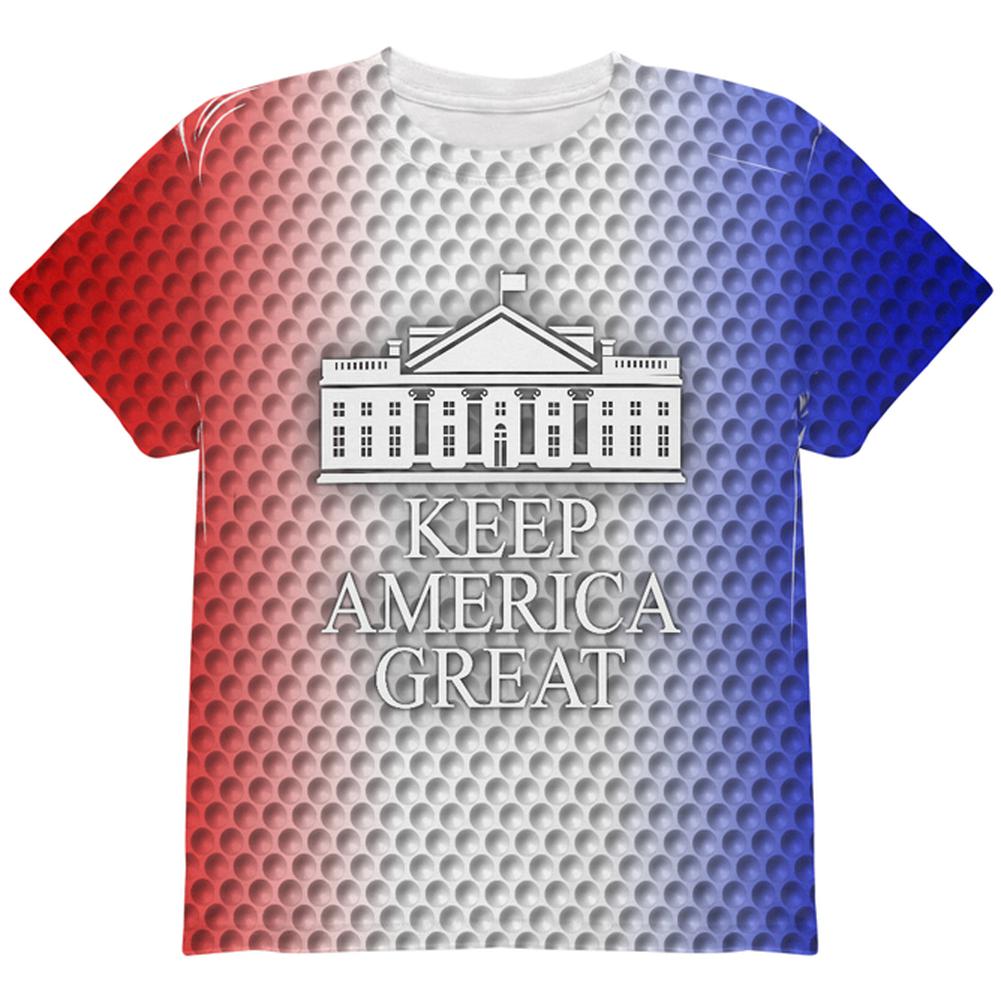 Re-Elect Trump 2020 Keep America Great Golf All Over Youth T Shirt Youth T-Shirts Old Glory SM Multi