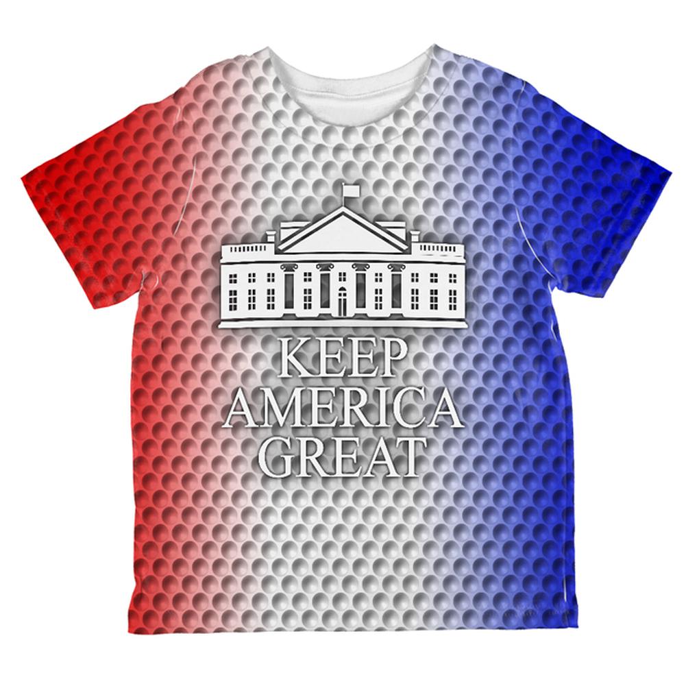 Re-Elect Trump 2020 Keep America Great Golf All Over Toddler T Shirt Toddler T-Shirts Old Glory 2T Multi
