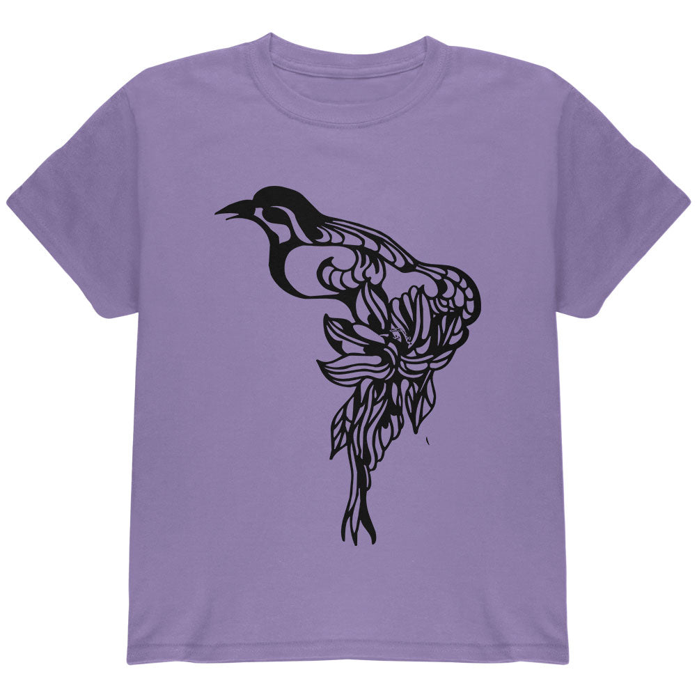 Spring Bird Pretty Line Art Youth T Shirt Youth T-Shirts Old Glory YLG Violet