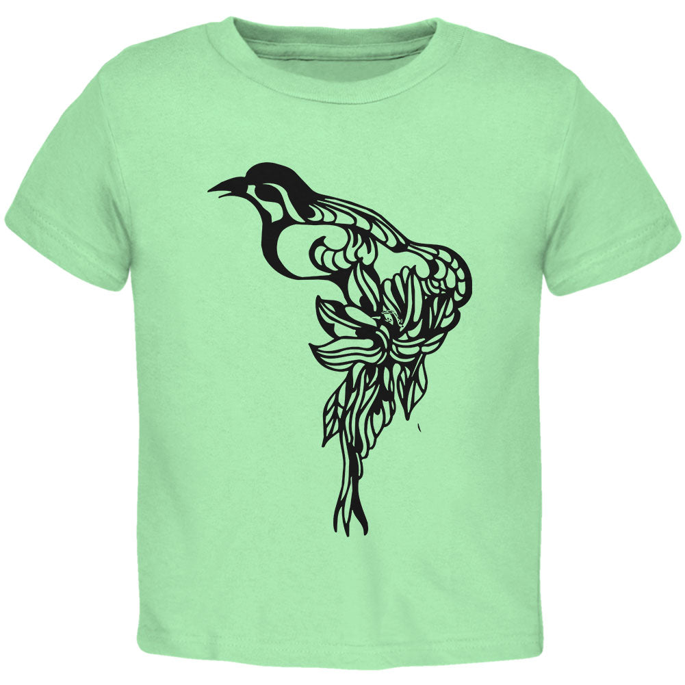 Spring Bird Pretty Line Art Toddler T Shirt Toddler T-Shirts Old Glory 2T Mint