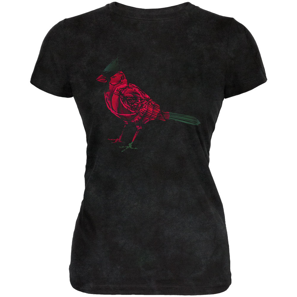 Spring Flower Cardinal Bird Roses Juniors Soft T Shirt Juniors T-Shirts Old Glory 2XL Charcoal Black Triblend