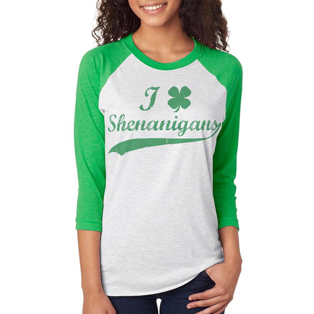 St. Patricks Day Shamrock Shenanigans Unisex Raglan T Shirt Men's T-Shirts Old Glory 2XL Irish Green