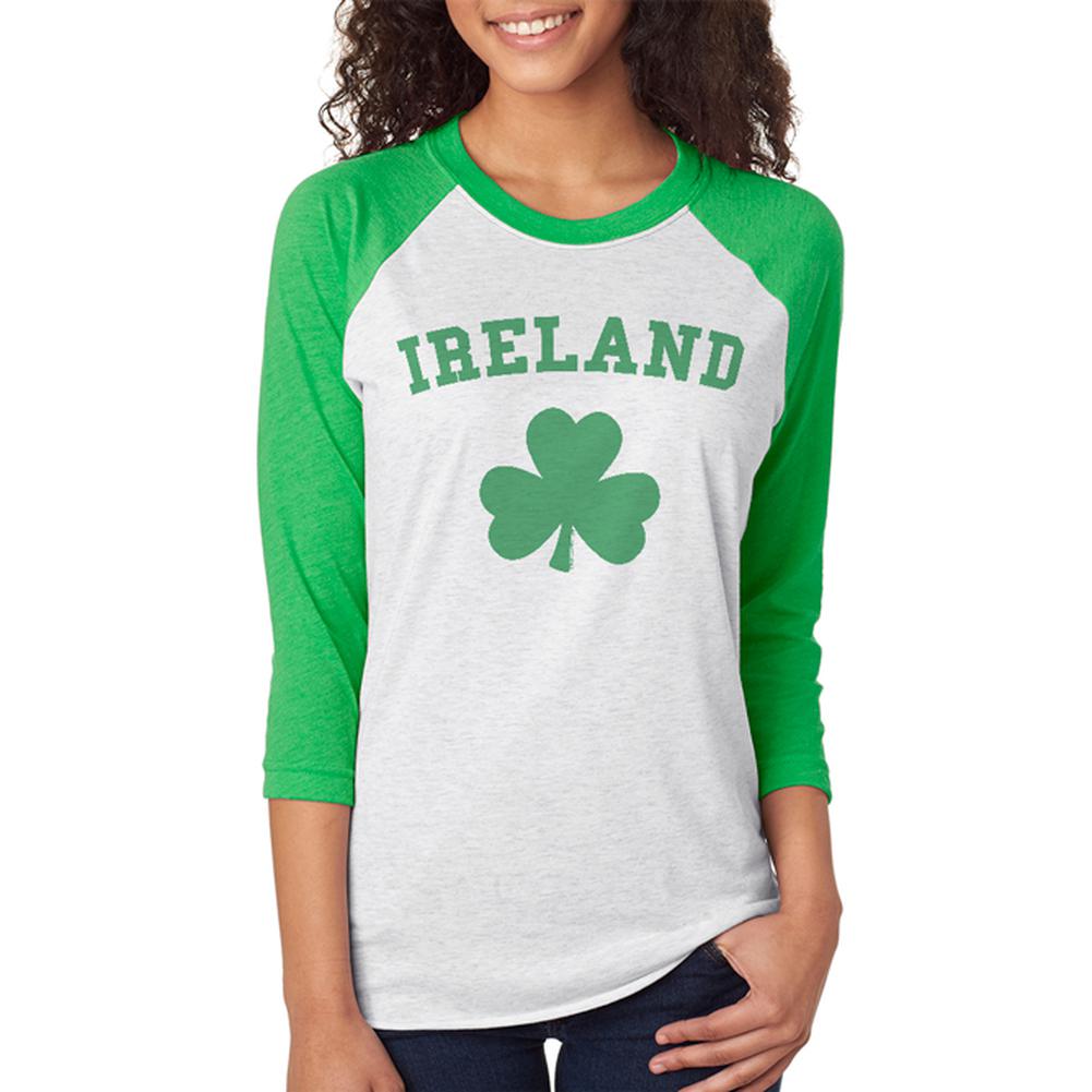 St. Patricks Day Ireland Shamrock Unisex Raglan T Shirt Men's T-Shirts Old Glory 2XL Irish Green