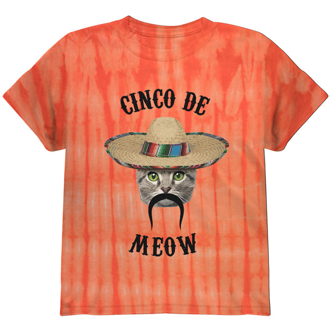 Funny Cat Cinco de Mayo Meow Youth T Shirt Youth T-Shirts Old Glory YLG Multicolored