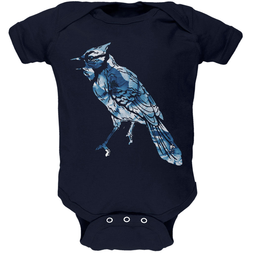 Spring Flowers Blue Jay Bird Soft Baby One Piece Baby One Piece Old Glory 0-3M Navy