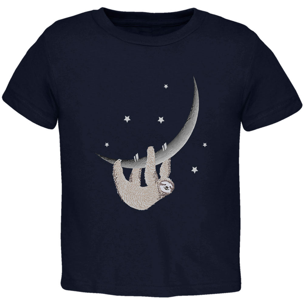 Sloth Hanging from the Moon Crescent Toddler T Shirt Toddler T-Shirts Old Glory 2T Navy