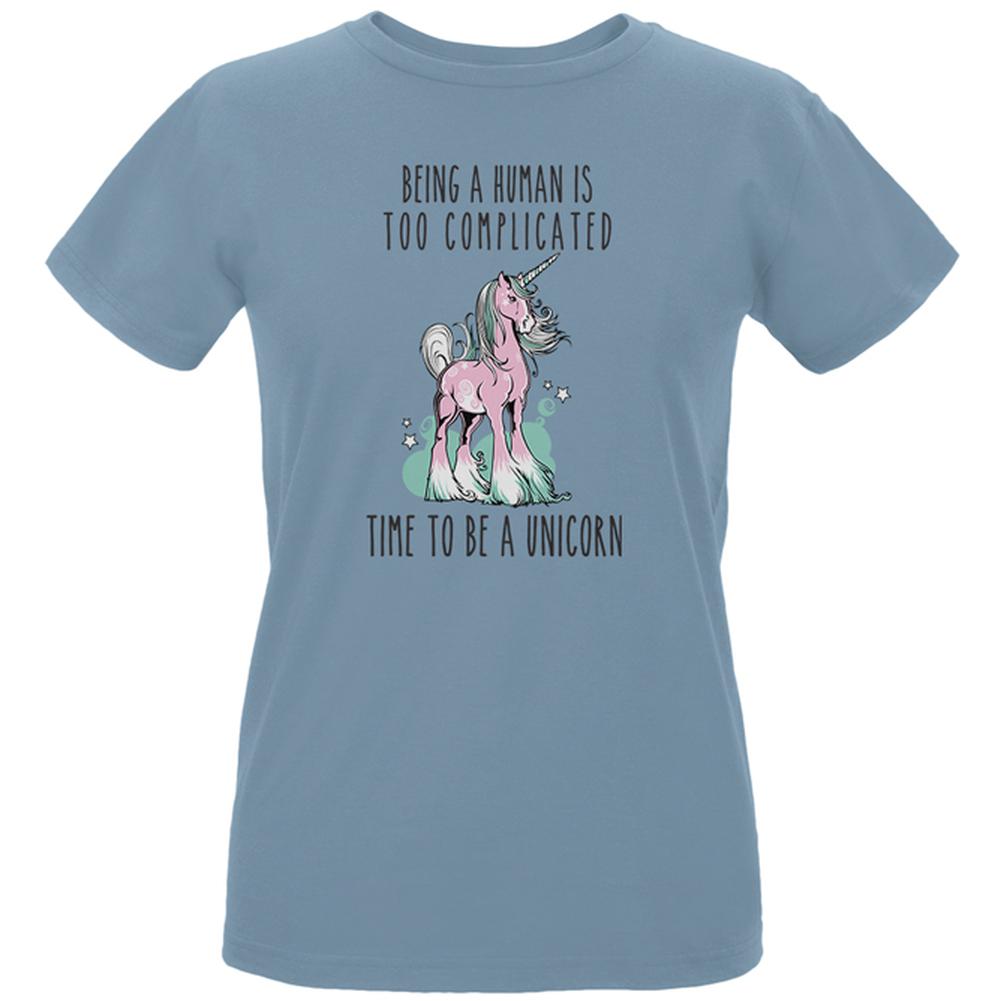 Time To Be A Unicorn Womens Organic T Shirt Women's T-Shirts Old Glory LG Blue