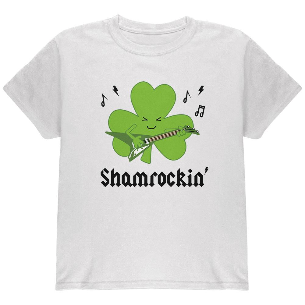 St. Patrick's Day Shamrock Guitar Shamrockin' Youth T Shirt Youth T-Shirts Old Glory LG White
