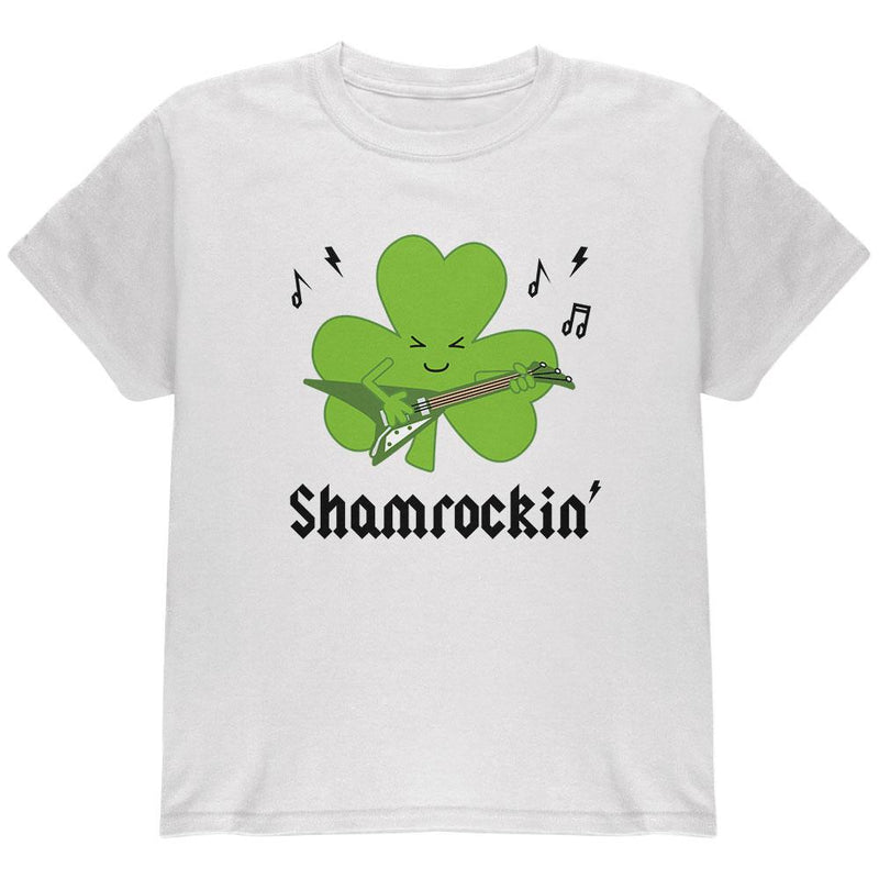 St. Patrick's Day Shamrock Guitar Shamrockin' Youth T Shirt Youth T-Shirts Old Glory LG White