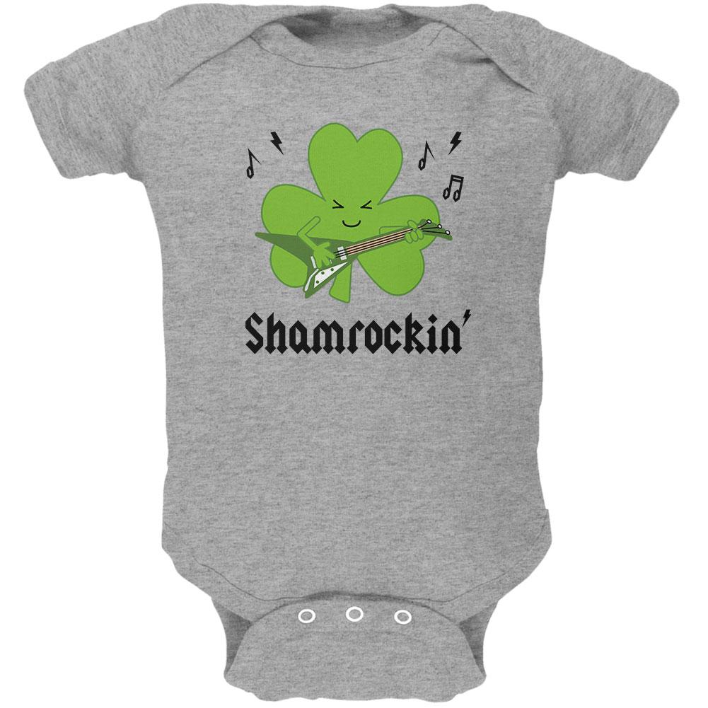 St. Patrick's Day Shamrock Guitar Shamrockin' Soft Baby One Piece Baby One Piece Old Glory 0-3M Heather