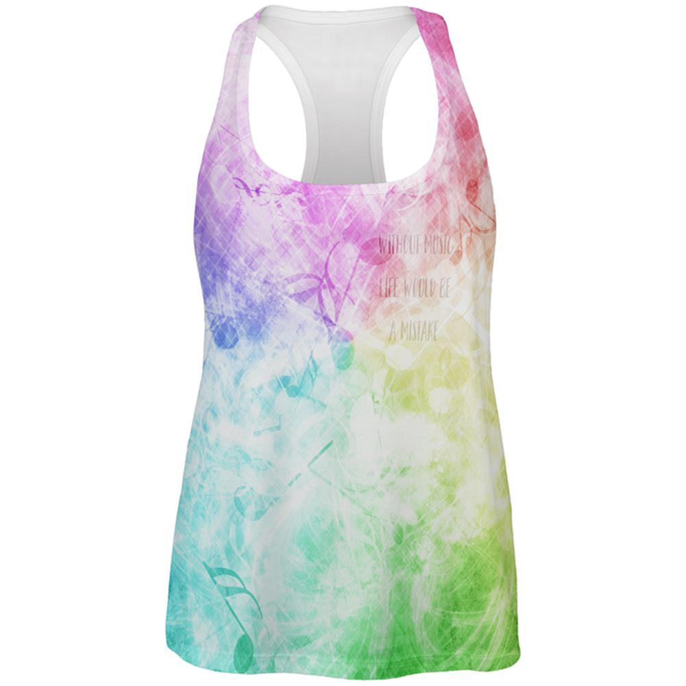 Without Music Life Would Be A Mistake All Over Womens Work Out Tank Top Women's Tank Tops Old Glory 2XL Multi
