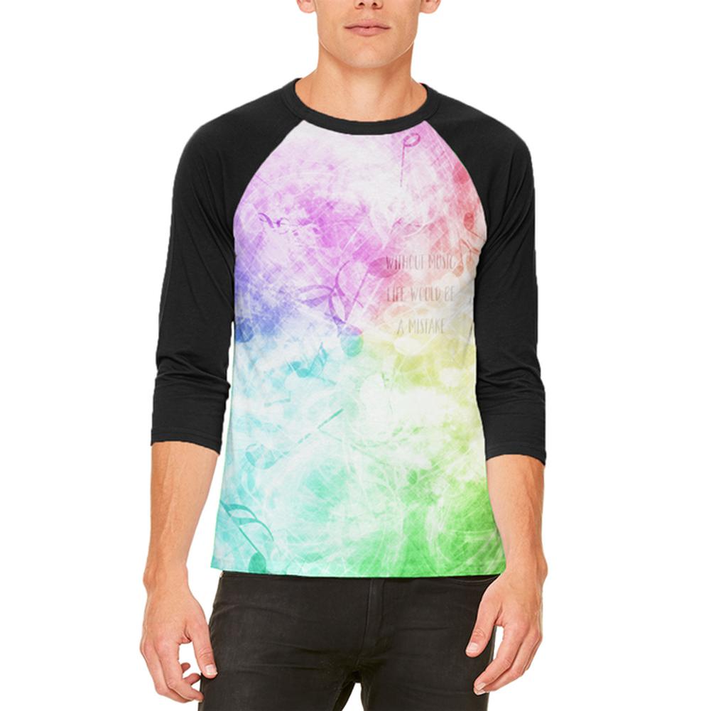 Without Music Life Would Be A Mistake Mens Raglan T Shirt Men's T-Shirts Old Glory 2XL White-Black