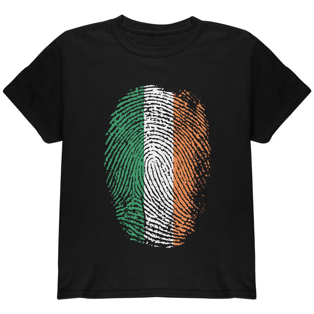 St. Patricks Day Irish Fingerprint Thumbprint Youth T Shirt Youth T-Shirts Old Glory LG Black