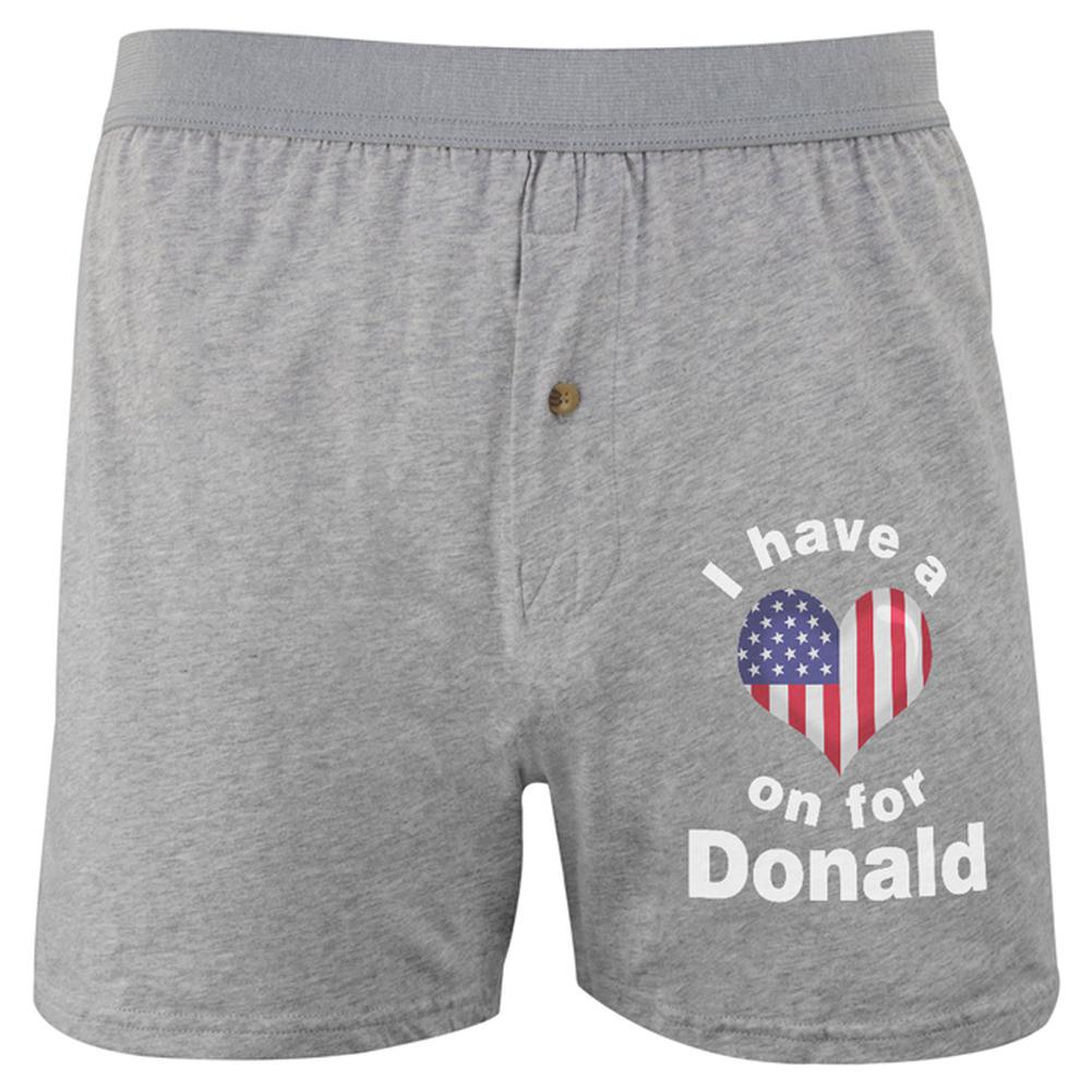 4th of July American Flag Heart Donald Trump Soft Knit Boxer Men's Boxers & Briefs Old Glory 2XL Heather