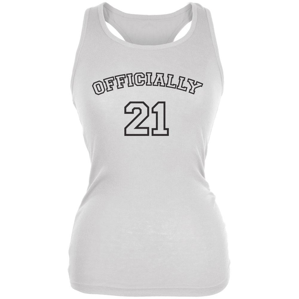 Milestone Birthday Athletic Officially 21 Twenty One Juniors Soft Tank Top Juniors Tank Tops Old Glory 2XL White
