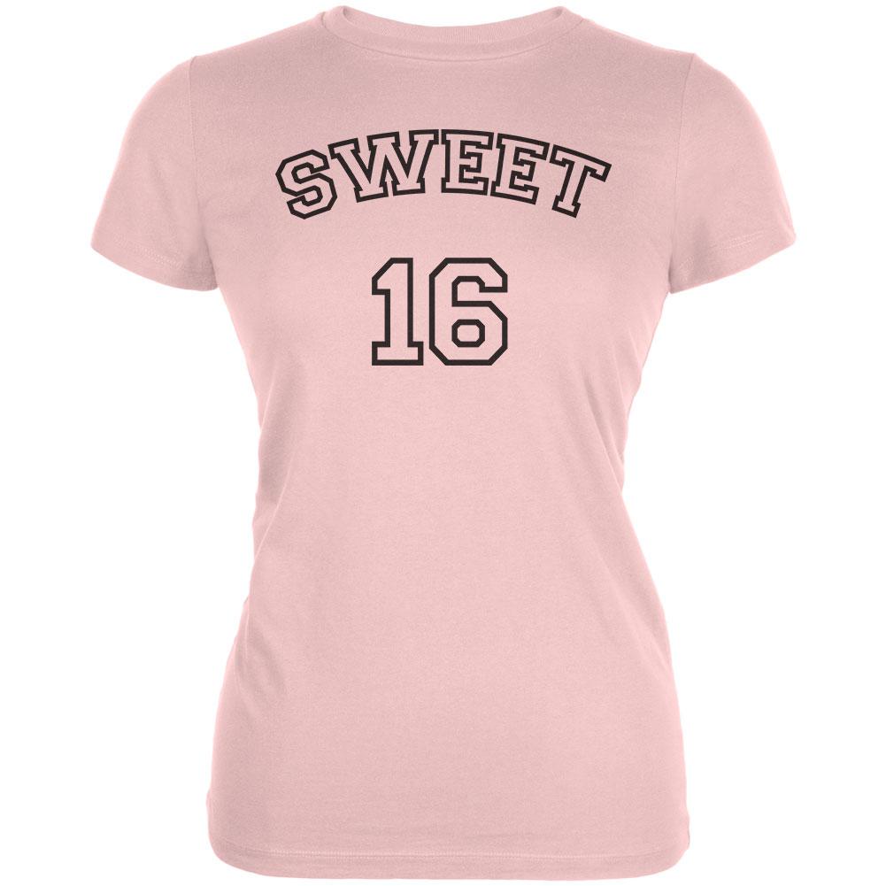 Milestone Birthday Athletic Sweet Sixteen 16 Juniors Soft T Shirt Juniors T-Shirts Old Glory 2XL Blush Pink