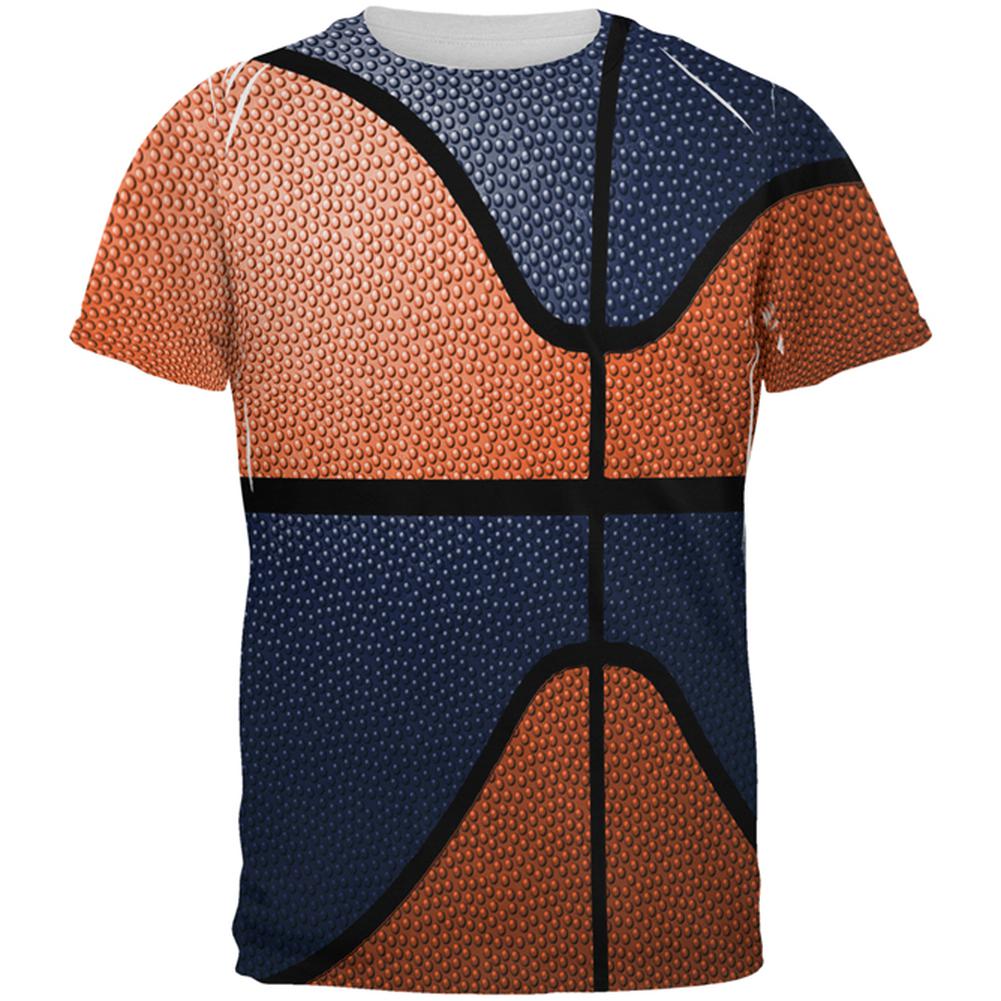 Championship Basketball Orange & Navy All Over Mens T Shirt Men's T-Shirts Old Glory 2XL Multi