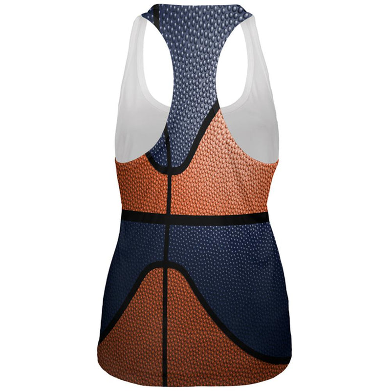 Championship Basketball Orange & Navy All Over Womens Work Out Tank Top Women's Tank Tops Old Glory