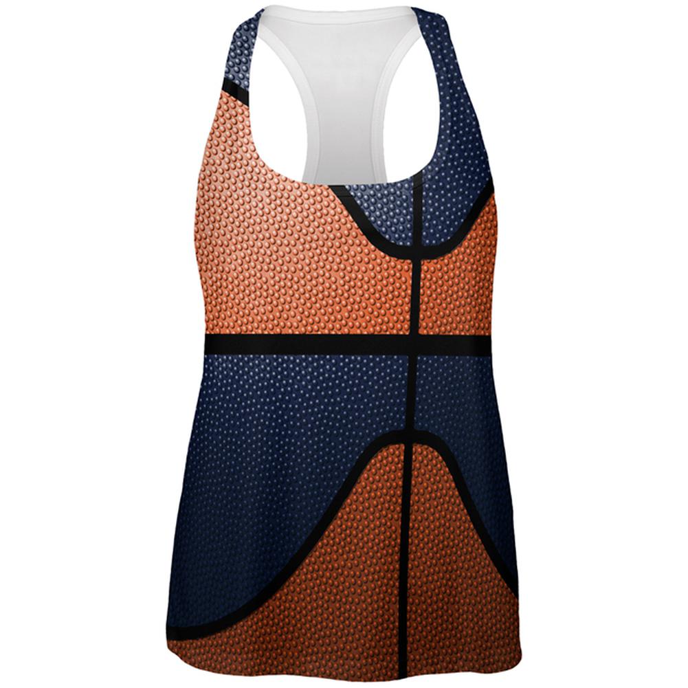 Championship Basketball Orange & Navy All Over Womens Work Out Tank Top Women's Tank Tops Old Glory 2XL Multi