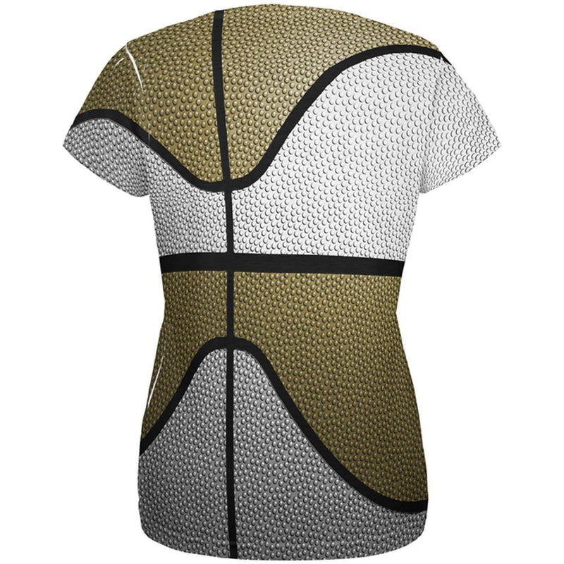 Championship Basketball White & Gold All Over Womens T Shirt Women's T-Shirts Old Glory