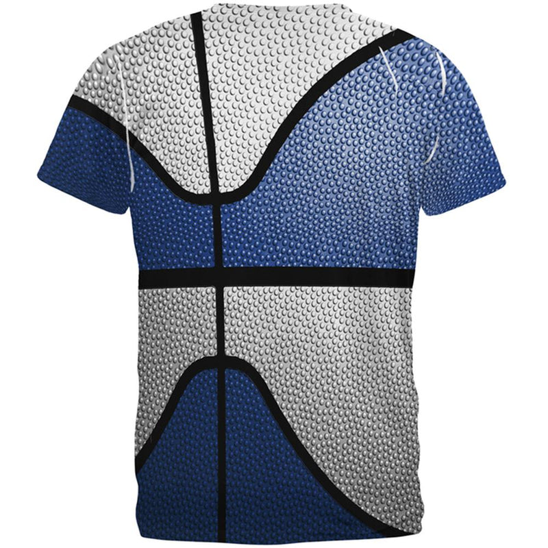 Championship Basketball Navy Blue & White All Over Mens T Shirt Men's T-Shirts Old Glory