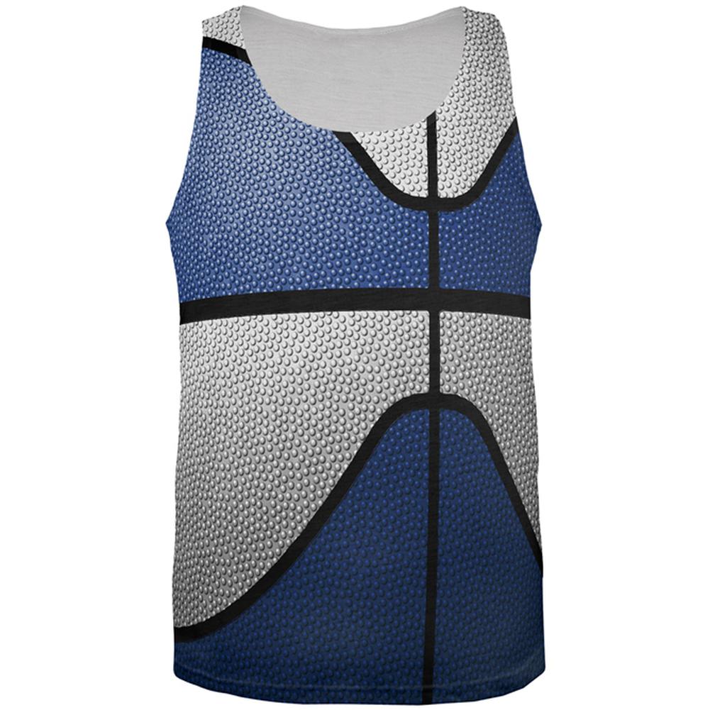 Championship Basketball Navy Blue & White All Over Mens Tank Top Men's Tank Tops Old Glory 2XL Multi