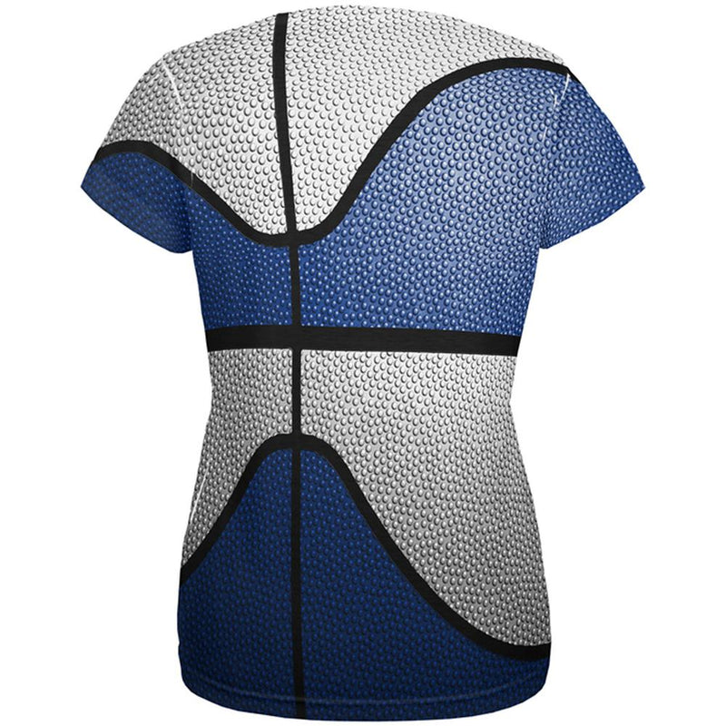 Championship Basketball Navy Blue & White All Over Womens T Shirt Women's T-Shirts Old Glory