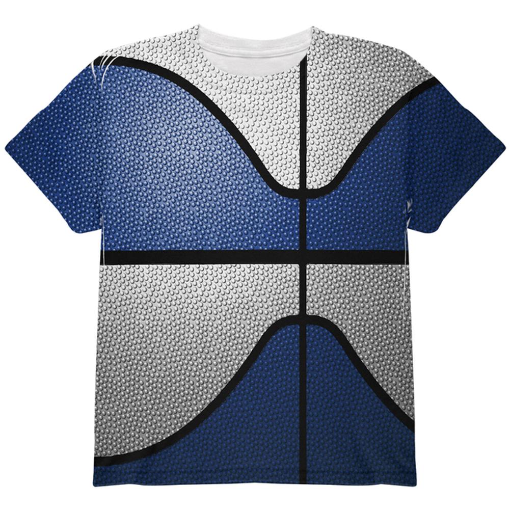 Championship Basketball Navy Blue & White All Over Youth T Shirt Youth T-Shirts Old Glory LG Multi