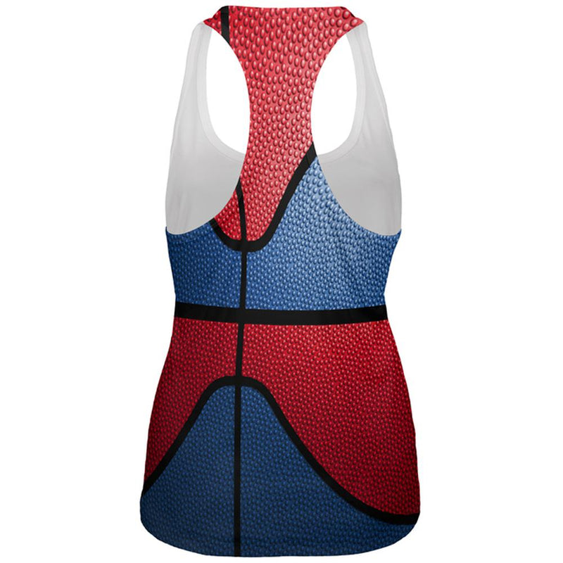 Championship Basketball Royal Blue & Red All Over Womens Work Out Tank Top Women's Tank Tops Old Glory