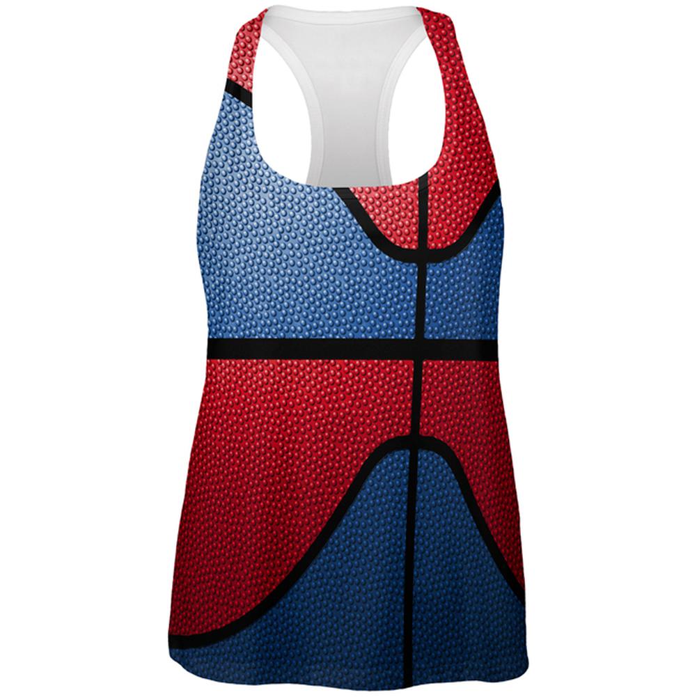 Championship Basketball Royal Blue & Red All Over Womens Work Out Tank Top Women's Tank Tops Old Glory 2XL Multi