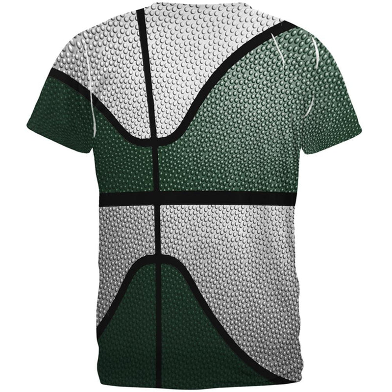 Championship Basketball Forest Green & White All Over Mens T Shirt Men's T-Shirts Old Glory