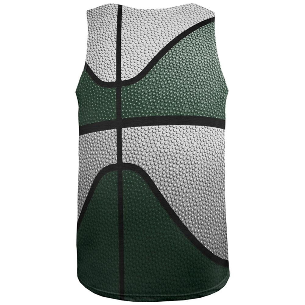 Championship Basketball Forest Green & White All Over Mens Tank Top Men's Tank Tops Old Glory
