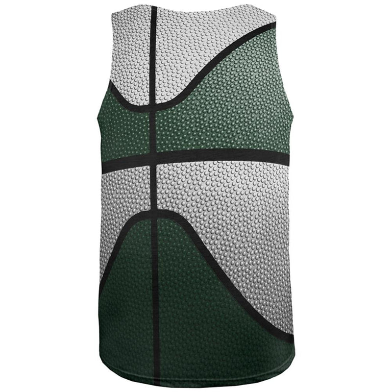 Championship Basketball Forest Green & White All Over Mens Tank Top Men's Tank Tops Old Glory