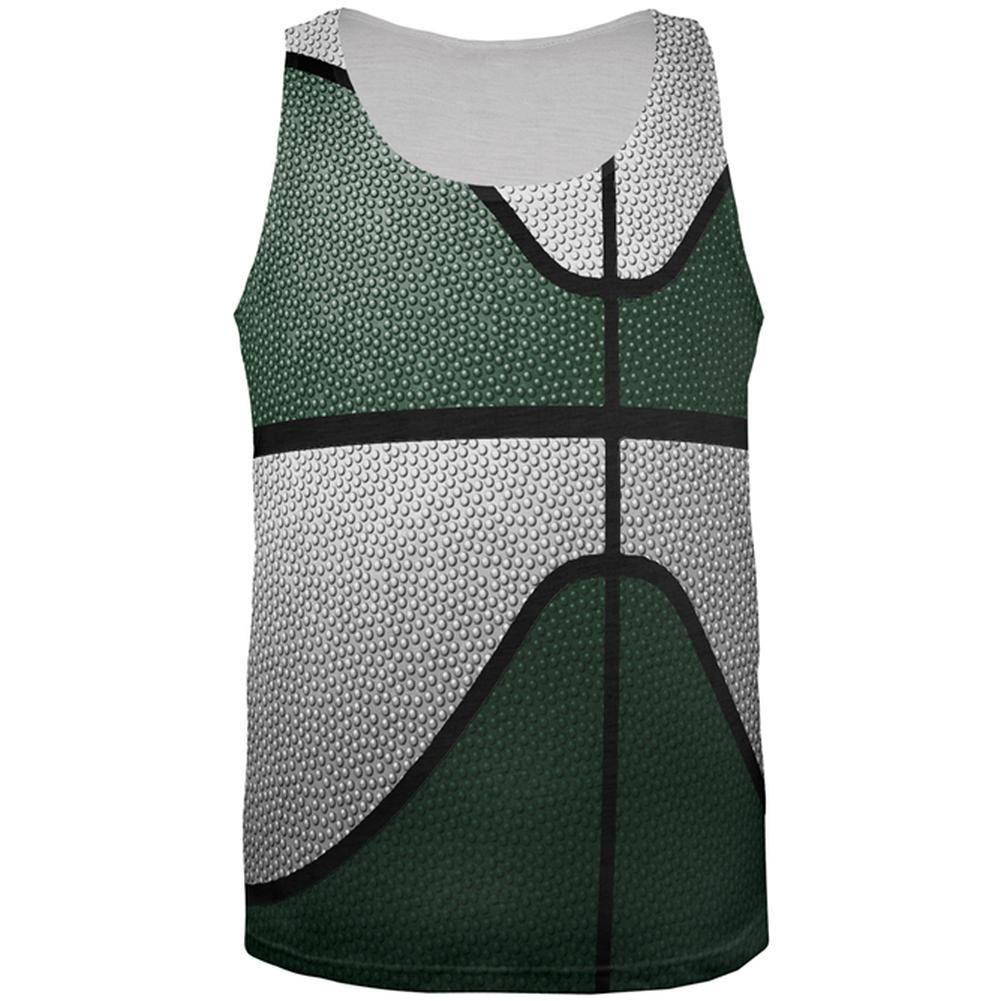 Championship Basketball Forest Green & White All Over Mens Tank Top Men's Tank Tops Old Glory 2XL Multi