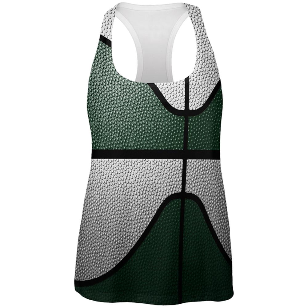 Championship Basketball Forest Green & White All Over Womens Work Out Tank Top Women's Tank Tops Old Glory 2XL Multi