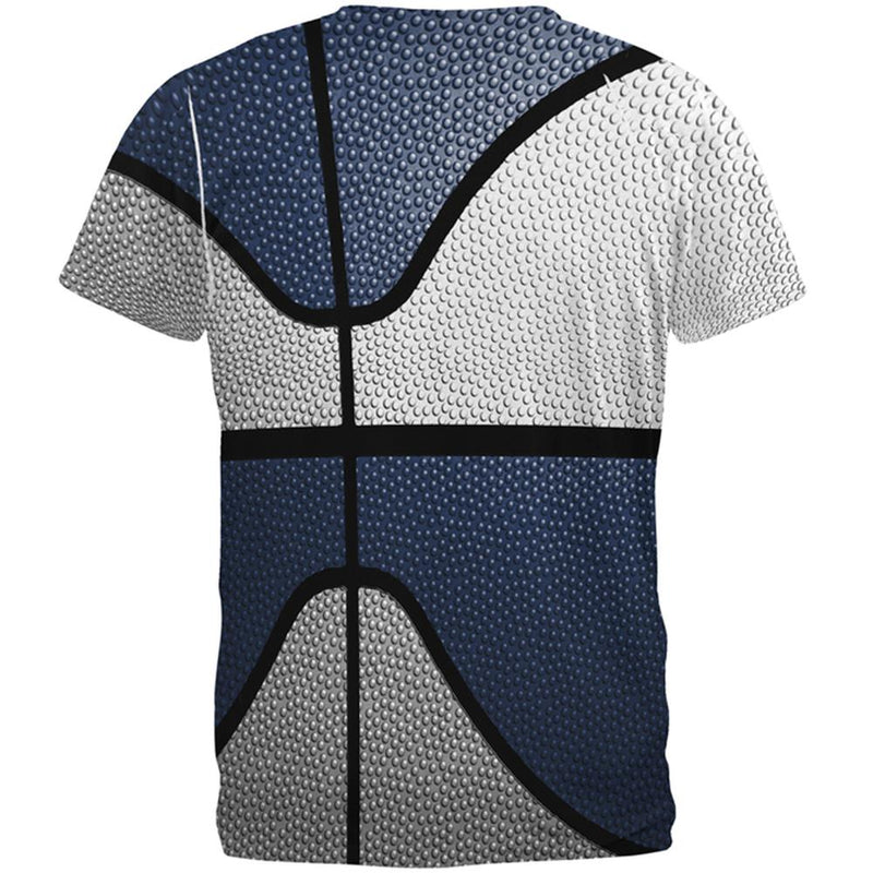Championship Basketball White & Navy Blue All Over Mens T Shirt Men's T-Shirts Old Glory