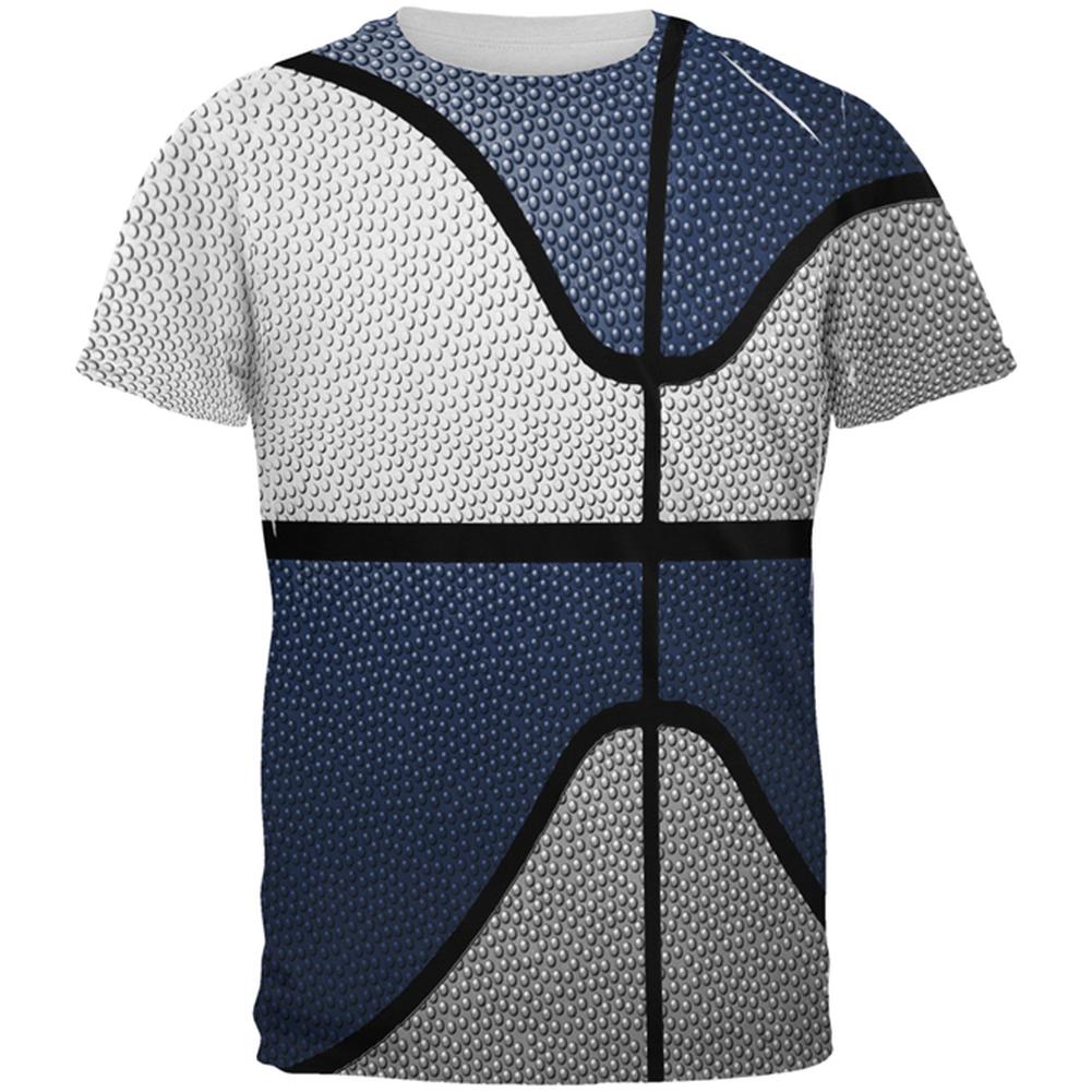 Championship Basketball White & Navy Blue All Over Mens T Shirt Men's T-Shirts Old Glory 2XL Multi