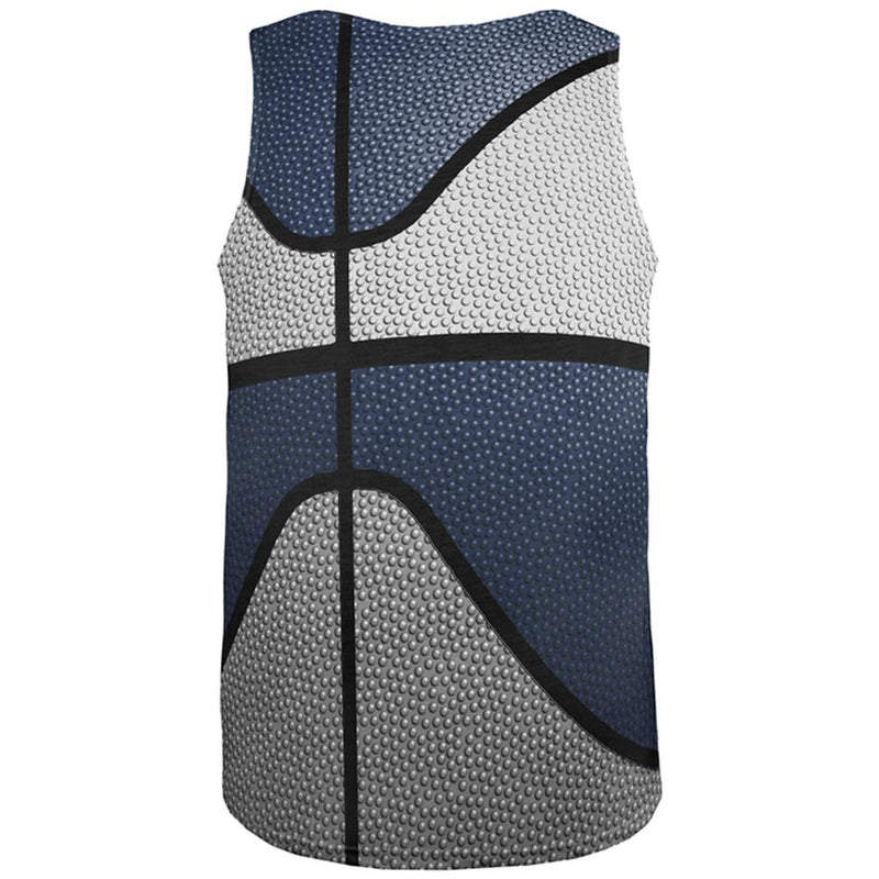 Championship Basketball White & Navy Blue All Over Mens Tank Top Men's Tank Tops Old Glory