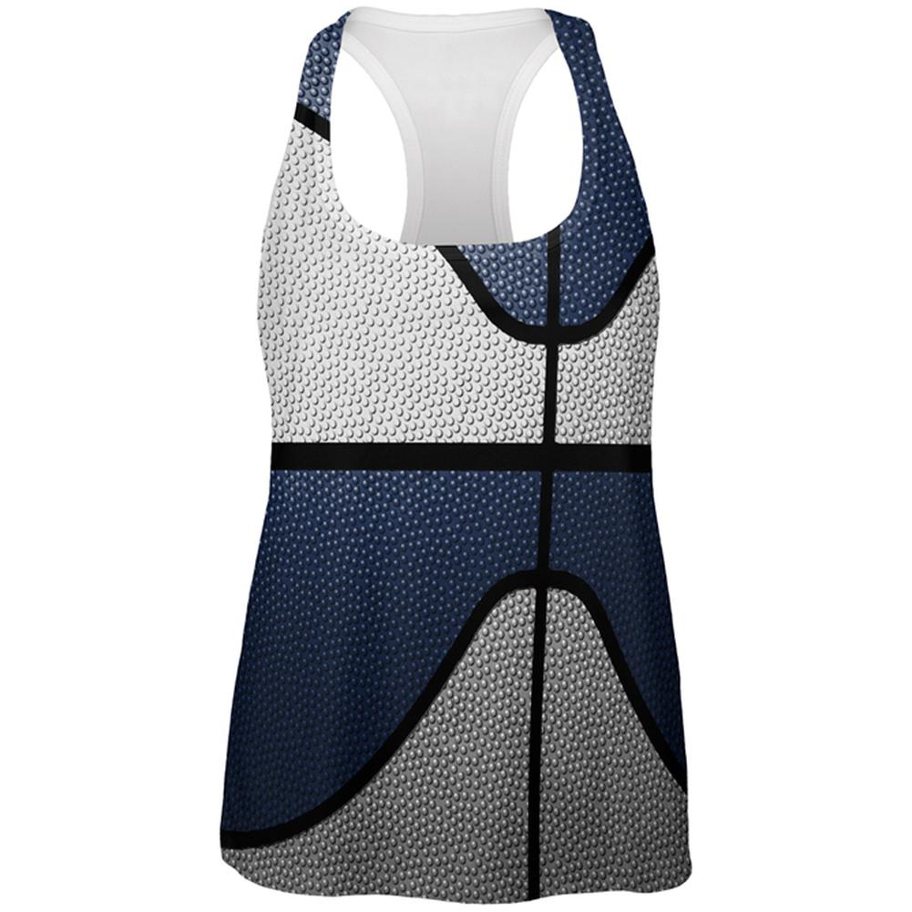 Championship Basketball White & Navy Blue All Over Womens Work Out Tank Top Women's Tank Tops Old Glory 2XL Multi