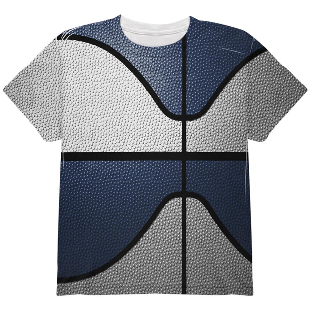 Championship Basketball White & Navy Blue All Over Youth T Shirt Youth T-Shirts Old Glory LG Multi