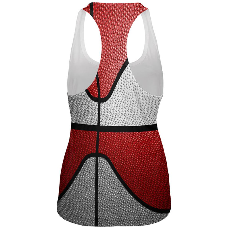 Championship Basketball White & Red All Over Womens Work Out Tank Top Women's Tank Tops Old Glory