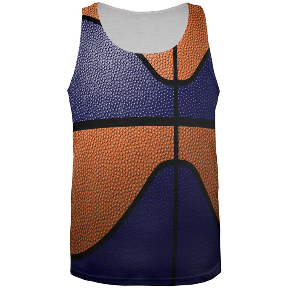 Championship Basketball Navy & Orange All Over Mens Tank Top Men's Tank Tops Old Glory 2XL Multi