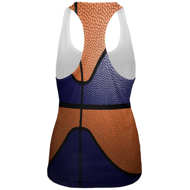 Championship Basketball Navy & Orange All Over Womens Work Out Tank Top Women's Tank Tops Old Glory